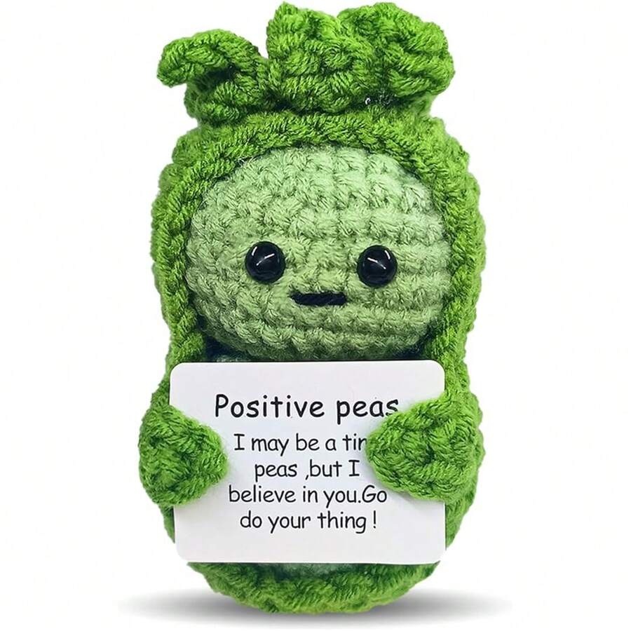 1pc Mini Pea Crochet Dolls Are Interesting Gifts For Friends, And Positive Pea Crochet Inspirational Mental Health Gifts Are Given To Family And Friends. - Multicolor - View 1