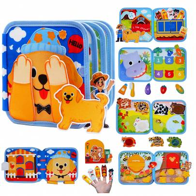 1-4 Years Old Toddler Busy Board, 1-3 Years Old Felt Montessori Sensory Board, Preschool Learning Activity To Improve Hands-On Ability, Ideal For Airplane/Car Travel