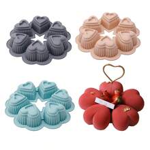 1pc Creative Silicone Heart-Shaped Cake Mold, 6-Cavity Pastry Chocolate Cookie Mold, Heat Resistant & Non-Stick, Suitable For Muffins, Cheesecakes, Tarts, DIY Baking, Soap Mold, Silicone - Multicolor - View 12