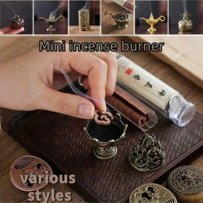 1pc Incense Burner, Aromatherapy Decor, Incense Holder, Incense Furnace, Mosquito Coil Holder, Mini Incense Burner - Multiple Styles Available, Hanging Burner - Alloy Metal Material, Mosquito Coil Rack, Mosquito Coil Plate, Craft Decor, Home Decor, Small Incense Plate Tray, Lamp Incense Burner, Suitable For Home Decor, Yoga Studio, Spa, Camping, And Garden, Small Gift For Family And Friends, Festival Supplies, Outdoor Gear, Household Necessities, Dorm Supplies.