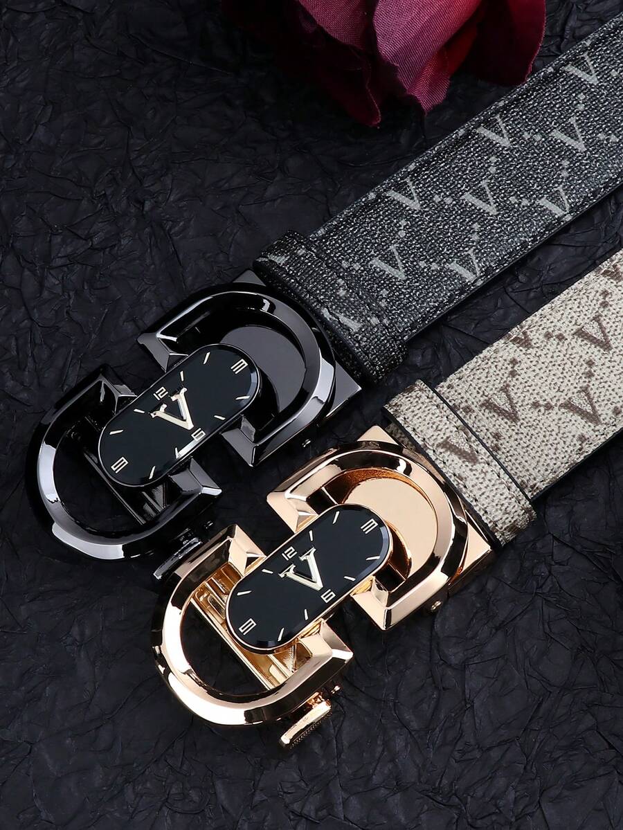 beaytar 1条极简字母元素男士腰带，轻便商务休闲裤牛仔裤腰带，配优质合金自动扣 - 多色 - 查看 1