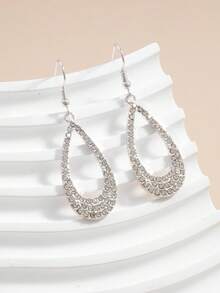 Tear Drop Crystal Earring Stud For Women 1Pair - Silver - View 3
