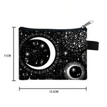 1pc Ramadan Crescent Moon Print Polyester Zipper Coin Purse, Compact & Portable, Can Be Used As Key Holder, Wallet, Mini Wallet, Change Purse, Holiday Gift - Black - View 3