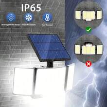 Outdoor Solar Lamp, Motion Sensor Lamp With 348 LEDs, Wall Lamp With Remote Control, Wall Lamp From Dusk To Dawn, With 3 Lighting Modes, IP65, Street Lamp, Safety LED Floodlight, 5.03-Meter Cable, Suitable For Indoor And Outdoor Use - White Light - View 5