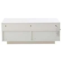 90 X 45 X 35.5 Cm Coffee Table With Tray, High-Gloss Coffee Table For The Living Room, Sofa Table With 2 Drawers, Load-Bearing Side Table Made Of Tempered Glass, Coffee Table With LED Light, White - White - View 6