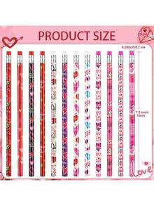 Valentine's Day Series Pencils & Stationery, Heart Pattern, Includes Eraser, Heart-Shaped Pencil Design, Writing & Art Supplies - Multicolor - View 9