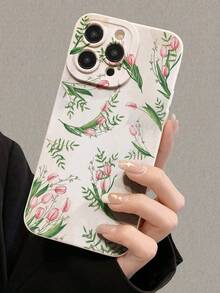 1个少女粉色郁金香花卉图案印花加厚防摔手机壳，兼容 16/11/16 Pro/16 Plus/16 Pro Max/16 e/15 Pro Max/13/14/12/XS/XR/7G/8P、Galaxy S25/S25 Plus/S25 Ultra/A16/A36/A26/A56/A50/A12、11/12 Pro/12/12 X/13 Pro/14 Pro/15 Pro、Redmi 10/9/Note9/12c/Note11 Pro/Note8 Pro - 彩色 - 查看 3