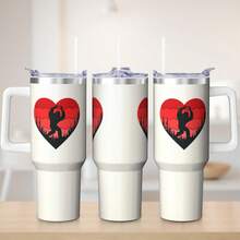 1pc 40 Oz Valentines Tumbler With Lid And Straw Stainless Steel Insulated Tumblers Cute Valentine's Day Gifts For Men Women Wife Husband Dad Mom Water Bottle Travel/Gym Coffee Tumbler - V1 - View 2