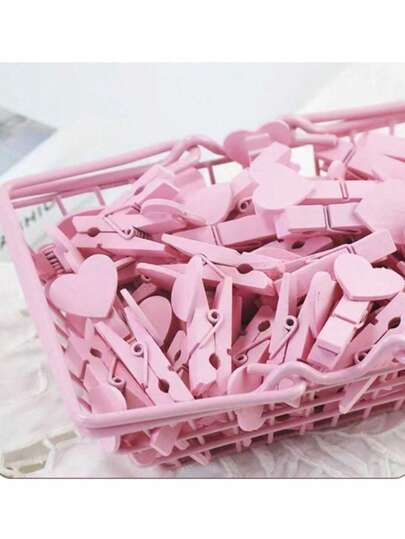 20/30/50pcs Set Colorful Wooden Heart Shaped Memo Clips, Wooden Clothespins, Star Clips, Snack Bag Clips, Heart Shaped Clothespins, Mini Handmade Wooden Photo Display Clips