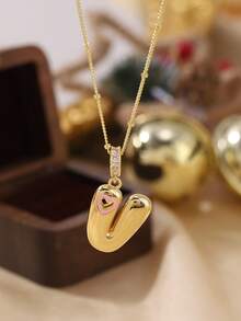 1pc Stylish And Simple Women's Necklace With 26 Letter Pendant (A-Z Capital Letters). Suitable For Everyday Wear, Unisex, And As A Gift For Friends. - Multicolor - View 27