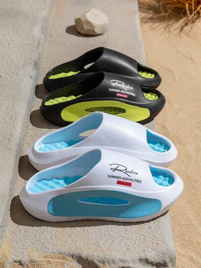 Slippers Women's Summer Home Indoor Bathroom Bath Non-Slip Simple Fashion Soft Bottom Comfortable Light Wear Couple Sandals Men's Summer