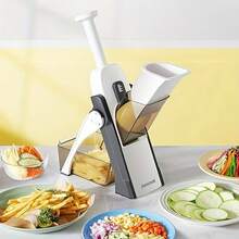 2026 Newly Upgraded Food Slicer, Specifically Designed For Potato Sticks, Thin Slices, And Cubes. A And Reliable Mandoline Slicer Suitable For All Chefs. 5-In-1 Vegetable Chopper With Adjustable Thickness From 0.1 To 8mm-An Essential Prep Tool. Quick Meal Prep With Effortless Assembly And Cleaning-No Gloves Or Blade Changes Required. This Vegetable Slicer Makes An Excellent Gift For Weddings, Celebrations, Or Home Use. Compact Design Saves Counter And Cabinet Space-An Essential  For Every Homemaker. The Perfect Present For Moms, Wives, Neighbors, Friends, Bosses, Or Colleagues Who Love Cooking. - 灰白色 - 查看 10
