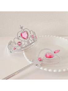 9pzs Princesa Disfraz Niñas Con Corona Y Cosplay Accesorios - Rojo - Ver 5