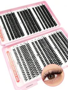 Asiteo 520/590pcs High Capacity Individual Cluster Eyelash Extensions Lash Book, 30D+40D+50D+60D+80D+100D/60D+100D+120D+150D Cluster Eyelash Extensions Makeup - D - View 4