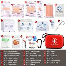 184 piezas Kit de primeros auxilios, suministros médicos de emergencia multiusos portátiles, adecuado para excursiones al aire libre, campamento, etc. - Rojo - Ver 12