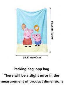 Peppa Pig Cobertor Acolchoado e Espesso de Flanela Cartoon para Dormitório e Quarto, Cobertor Acolchoado Grosso - Multicolorido - Visão 3