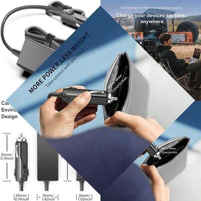 KFD Adaptador CC 12 V-24 V para Coche, Cargador para  Robusto y portátil inalámbrico SRS-XG500 Bluetooth Party Altavoz ACE2040U Bass Speaker Car Charger Encendedor