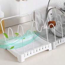 1pc Pull-Out Pot & Pan Organizer Rack For Cabinet, With Sliding Lid Holder And Pot Rack, Allows Storage Of Pot Lids, Bakeware, Utensils Inside The Kitchen Cabinet - White - View 2