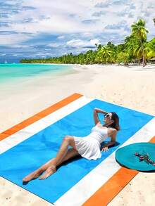 Extra grande couverture de plage légère anti-sable, convenant pour la plage, les voyages, le camping et la randonnée. Cadeau idéal pour le Nouvel An, la Saint-Valentin, la rentrée scolaire et Pâques. Équipement de camping, articles essentiels de camping - Multicolore - Voir 6