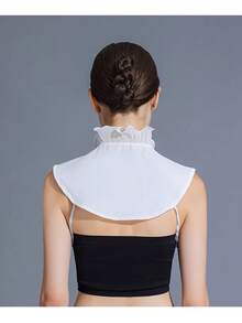 Women's Detachable Polyester Collar | White Lace Stand Collar Design With Ruffle Trim | Half Shirt False Collar For Casual And Formal Wear | Hand Washable, Smooth Texture | Great Accessory For Sweaters And Suits | Accessory | Polyester Collar - Multicolor - View 3