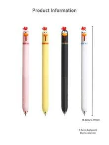 1/4/8/12pcs Funny Chicken Retractable Gel Pens, Cute Novelty Pens With Beak Click, 0.5mm Fine Point Black Ink, Cartoon Writing Pens For Students, Office, School, Gifts - Chicken Gel Pens - View 4