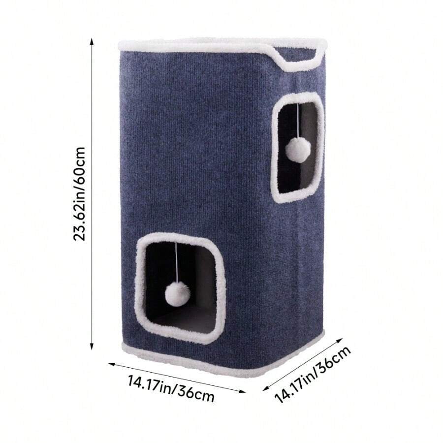 Large Cat House Cat Beds For Indoor Cats 1/2/3 Layer Kittens Cave For Pet Foldable Cat Hideaway Covered Kitten Condos With Hanging Toy Ball Cats Cube For Small Medium Pets Kitten Dogs, 3 Types Available - 36*36*60厘米 - 查看 1