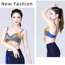 Áo bra múa bụng lấp lánh dành cho nữ, áo bra có tua rua, thích hợp cho tiệc chủ đề Halloween và biểu diễn trên sân khấu. - Nhiều màu - Xem 6