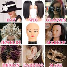 光头模特头，女性专业美容培训模特头，假发支架三脚架，带头，帆布假发头架，带模特头，用于假发制作和展示，非裔美国人模特头，附赠夹式支架 - 彩色 - 查看 3