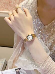 1 件女士新款法式复古金色小表盘腕表，不锈钢表带，适合日常佩戴、晚宴等场合，圣诞礼物 - style 1 - 查看 17