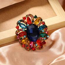 Fashion Creative Brooch Alloy Diamond Diamond Flower Crystal Glass Women's Clothing Accessories Corsage - HC0269黑色 - 查看 5
