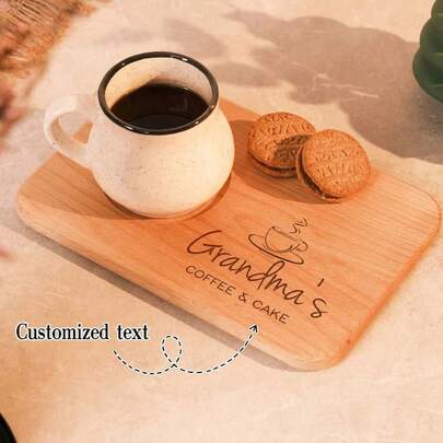 1pc Customized Wooden Tea & Snack Tray/Coaster/Retro Coffee Cup Mat/Tray/Tea & Snack Pad/Wooden Coffee Tray, Anniversary Gift/Wedding Gift/Engraved Wooden Board/Tea & Snack Lover Gift/New Year Gift/Thanksgiving Gift