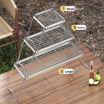 1个户外多用途不锈钢烧烤架，适用于露营、野餐、户外聚会和节日聚会，重型烧烤架，适用于燃气、木炭和电烤炉，是夏季烧烤、家庭聚会和户外烹饪的理想之选，坚固耐用的防锈材料，适用于多种使用场景。