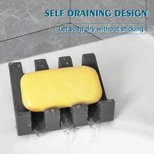 Dishes, Upgrade Suction Silicone Shower Soap Dish With Drianage, Bar Soap Holder Amp Saver Waterfall SelfDraining To Keep Your Bar Soap Organized And Clean 2, Grey - Grey2 - View 6