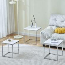 Set Of 3 Nesting Coffee Tables For Living Room, Nest Of 3 Nested Tables Sofa Side Table Coffee Table End Tables Space Saving - Grey Marble - View 8