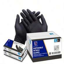 100pc Disposable Nitrile Black 3.5-Mil Latex Free Tattto Nail Hair Salon Cleaning Gloves - 黑色 - 查看 6