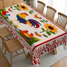 1pc Colorful Rooster & Sunflower Patterned Tablecloth, Countryside Style, Washable, Stain-Resistant, Suitable For Kitchen, Dining Room, Outdoor Picnic, Home Decor, Parties, Indoor/Outdoor Use - Multicolor - View 8