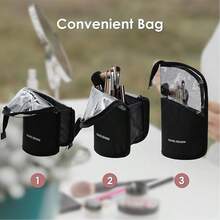 1 Stück rosa Makeup Pinsel Etui mit Reißverschluss, transparente PVC wasserdichte Reise Makeup Pinsel Halterung, tragbare Makeup Pinsel Tasche, professionelle Kosmetiktasche, Künstler Aufbewahrungstasche, Utensilien Aufstellbare faltbare Makeup Tasse für Zuhause, Geschenk, Urlaub, Reise, Makeup Zimmer Dekoration, Makeup Tasche, Reisenotwendigkeit - Verschiedenfarbig - Übersicht 6