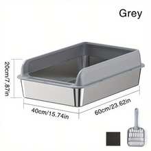 Stainless Steel Litter Box Anti Splashing Stainless Steel Cat Litter Box - g - View 5