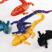 1pc 3D Printed Lizard Figurine With Movable Joints, Toy, Stress Relief Gift - Multicolor - View 2