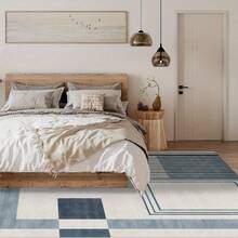 1pc Modern Minimalist Style Blue & White Geometric Pattern Rug. Velvet Fabric, Weighs Approx. 850g, Thickness Approx. 0.6cm. Durable, Non-Slip, Easy To Clean. Available In Multiple Sizes. Suitable For Kitchen, Living Room, Dining Room, Bedroom, Balcony, Bathroom, Study And Other Scenarios. An Ideal Choice For Home Decor. - Multicolor - View 7