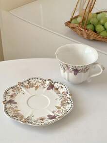 1pc European Retro Gold Plated Afternoon Tea/Coffee Cup & Saucer Set, Housewarming/Birthday Gift, Coffee/Tea Set - Multicolor - View 9