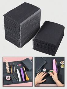 200/125/100/50/20/10pcs Disposable Waterproof 3-Ply Nail Salon Table Mat, 13" X 17", Tattoo Desk Cover, Nail Art Supplies (Black) - Black - View 1