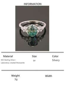 1枚S925纯银2克拉椭圆形莫桑石订婚戒指，经典欧美风格，适合婚礼、情人节、周年纪念日礼物