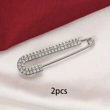 Waist-Shaping Pants And Skirts With Adjustable Waist, Safety Pins For Women'S Clothing, Cardigan Sweaters With Anti-Exposure Fasteners And Fixed Brooches. - 2 chiếc màu bạc - Xem 12
