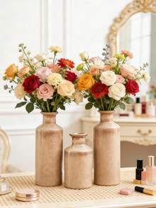 1pc Terracotta Texture Resin Vase, Neutral Boho Entryway Cabinet Decor Resin Vase, Farmhouse Style Dining Table Centerpiece Rustic Flower Vase Decor, Suitable For Room Decoration, Home Decor - Multicolor - View 7
