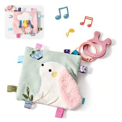 Juguete antiestrés de tela con diseño de conejo de dibujos animados en forma cuadrada, con diseño práctico de voltear y presionar para usar en casa, al aire interacción entre padres e hijos, estimulación sensorial y entrenamiento de concentración, excelente como regalo para Halloween, Navidad, Acción de Gracias y cumpleaños