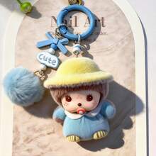 可爱植绒蒙奇奇娃娃 DIY 装饰，卡哇伊钥匙扣包包挂件 - 彩色 - 查看 11