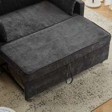 [Sofa Bed With Sleeping Function] Two-Seater Sofa, Double Sleeper Sofa, Adjustable Backrest, Chenille Fabric, High-Density Foam, Living Room Sofa, Sofa With Bed Function - Black - View 10