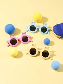 1 Set 3PCS Boy's And Girl's 3-8Y Polycarbonate Cartoon Bunny Frame Sweet Cute Versatiley Fashion Glasses, Outdoor Travel Festival Party Outfit, With Glasses Case - Multicolor - View 7