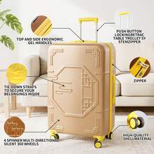 Fochier F-4 Piece Suitcase Set, ABS Hard Shell Trolley Case, Silent Universal Wheel Combination Lock, Family Travel Suitcase Set, Cosmetic Handbag 20-Inch Suitcase 24-Inch Suitcase 28-Inch Suitcase - 香檳色 - 查看 4